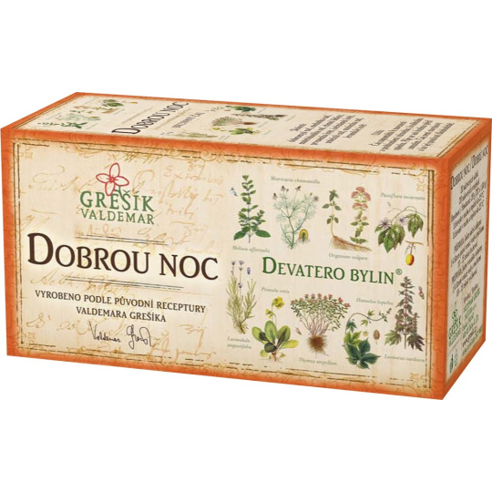 Grešík Devatero bylin Dobrou noc bylinný čaj pro brzký spánek 20 x 1 g