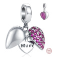 Charm Sterlingové stříbro 925 Srdce otvíratelné Mami miluji tě, přívěsek na náramek rodina