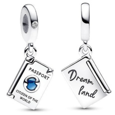 Charm Cestovní pas se zirkonií, otevíratelný přívěsek na náramek cestování