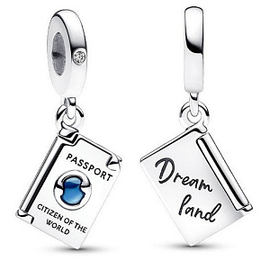 Charm Cestovní pas se zirkonií, otevíratelný přívěsek na náramek cestování