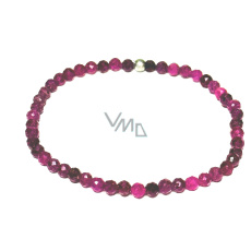 Rubín fazet náramek elastický přírodní kámen, kulička 4 mm / 16 - 17 cm, kámen lásky, vášně, vůdcovství