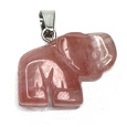 Różowy Słoń wisiorek naturalny kamień, ręcznie szlifowana figurka 1,8 x 2,5 x 8 mm, kamień kamieni