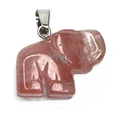 Křišťál růžový Slon přívěsek přírodní kámen, ručně broušená figurka 1,8 x 2,5 x 8 mm, kámen kamenů