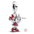 Charm Sterlingové stříbro 925 Disney Minnie Mouse se zirkonem a mašlí, přívěsek na náramek film