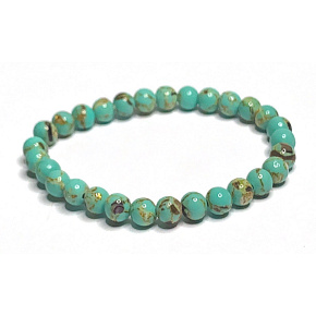 Tyrkenit zelenomodrý náramek elastický kulička 6 mm / 16 -17 cm, kámen mladých lidí, hledá životní cíl