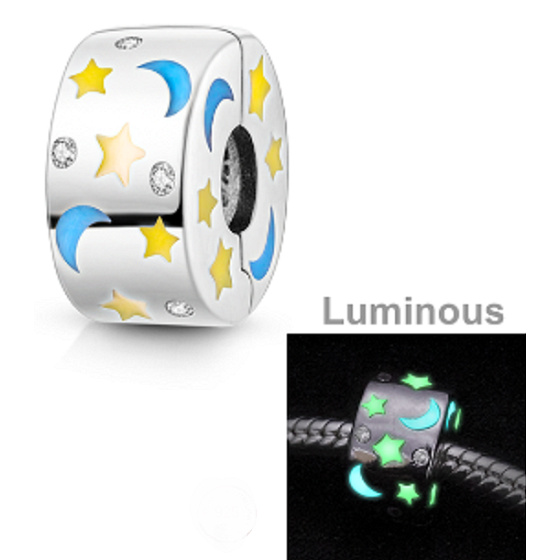 Charm Souhvězdí, stopper, zářící ve tmě luminozní klipový korálek na náramek znamení
