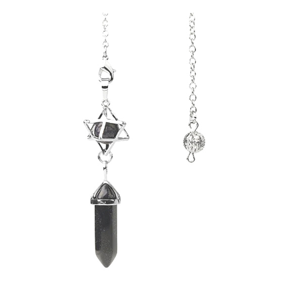 Goldstone modrý Avanturin Merkaba kyvadlo, přívěsek přírodní kámen 71 x 8 x 8 mm, kámen ambicí