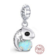 Charm Sterlingové stříbro 925 Chameleon s opálem, přívěsek na náramek mazlíček