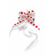 Kokarda – stahovací ozdobná stuha bílá s červenými srdíčky 50 cm