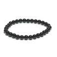 Onyx czarny bransoletka elastyczna naturalny kamień, kuleczka 6 mm / 16 - 17 cm, kamień żywotny siły