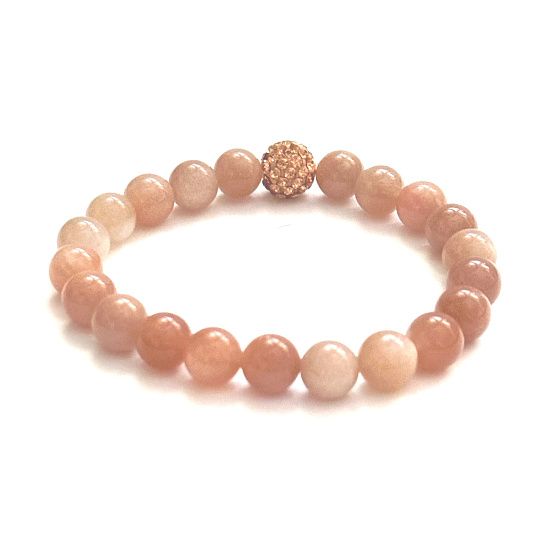 Sluneční kámen náramek elastický přírodní kámen, kulička 8 mm / 16 - 17 cm, ukrývá sílu Slunce a ohně