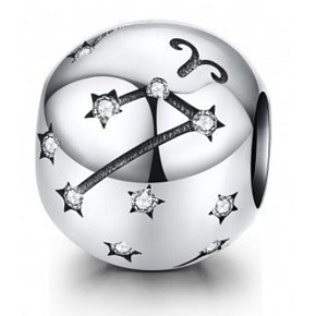 Charm znamení zvěrokruhu Beran + zirkony, korálek na náramek 9 mm