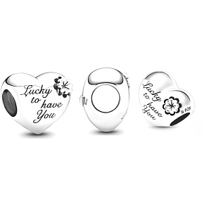 Charm Srdce, matka, jetel, korálek na náramek rodina