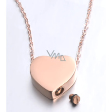 Pamětní, pietní urnový přívěsek, Srdce růžové zlato voděodolné, nerezová ocel Pamětní, pietní urnový přívěsek, Srdce růžové zlato voděodolné, nerezová ocel
