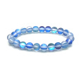 Opalit modrý matný náramek elastický, syntetický kámen kulička 8 mm / 16 - 17 cm, kámen přání a naděje