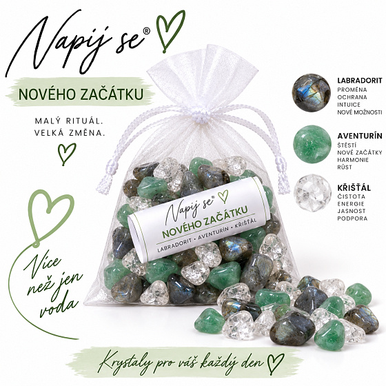 Napij se® nového začátku – výměnná minerální náplň | Labradorit, Aventurín, Křišťál