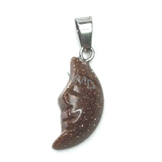 Goldstone zlatý Měsíc přívěsek, ručně broušená figurka 2,2 x 10 mm, kámen ambicí