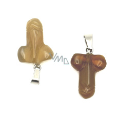 Karneol Penis pro štěstí, přívěsek přírodní kámen ručně broušený cca 11 x 22 mm, Učí nás tady a teď