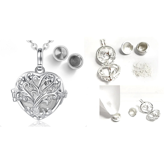 Pamětní, pietní urnový přívěsek, Srdce, strom, voděodolné, nerezová ocel 18 mm