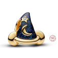 Charm Sterlingové stříbro 925 Kouzelnický klobouk, Přívěsek plný magie pozlaceno, korálek na náramek symbol