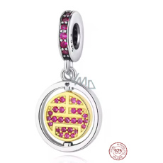 Charm Sterlingové stříbro 925 Orientální Shou, dlouhověkost, zlatý kruh života, přívěsek na náramek cestování