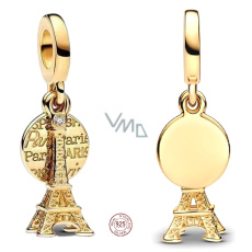 Charm Sterlingové stříbro 925 Paříž Eiffel věž 2v1, přívěsek na náramek cestování