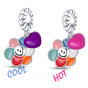 Charm Květina Nikdy tě nezklamu, 2v1 mění barvu na teplo, přívěsek na náramek příroda