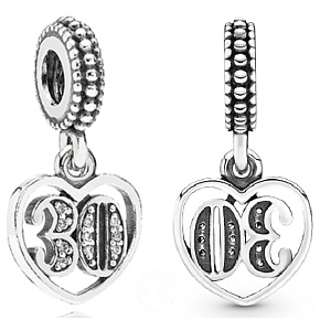 Charm 30 let lásky, přívěsek srdce na náramek výročí