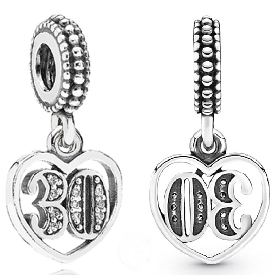 Charm 30 let lásky, přívěsek srdce na náramek výročí