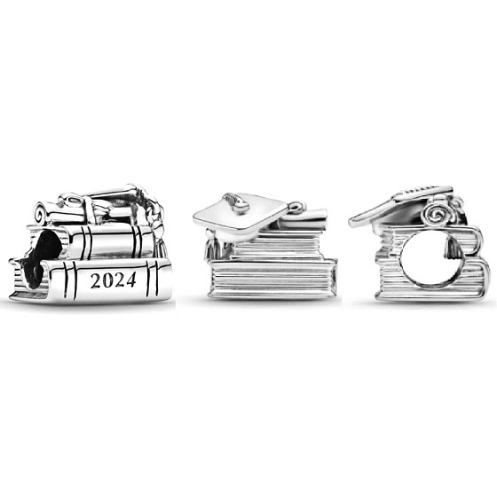 Charm Graduation 2024 - Promoční čepice, kniha, svitek, korálek na náramek, gradace