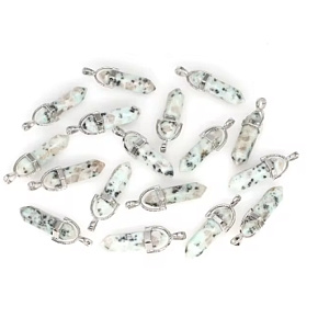 Jaspis Lotos Kyvadlo šestihran přívěsek přírodní kámen 41 x 13 mm, ručně vyřezávaný, 1 kus