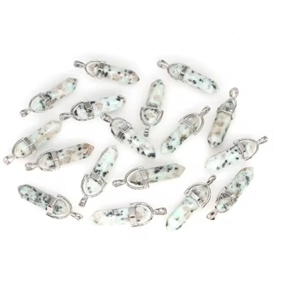 Jaspis Lotos Kyvadlo šestihran přívěsek přírodní kámen 41 x 13 mm, ručně vyřezávaný, 1 kus