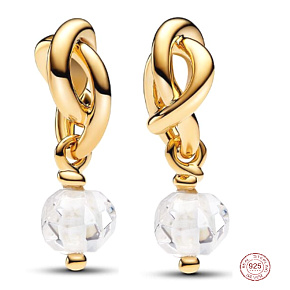 Charm Propletený fazetovaný kruh věčnosti průhledný, přívěsek na náramek symbol duben