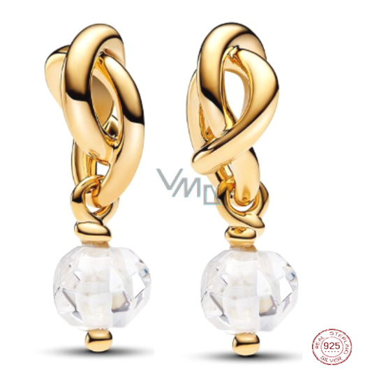 Charm Srebrna 925 Propleciony fasetowany krąg węczności przezroczysty, wisiorek na bransoletkę symbol kwiecień Charm Srebrna 925 Propleciony fasetowany krąg węczności przezroczysty, wisiorek na bransoletkę symbol kwiecień