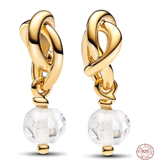 Charm Propletený fazetovaný kruh věčnosti průhledný, přívěsek na náramek symbol duben