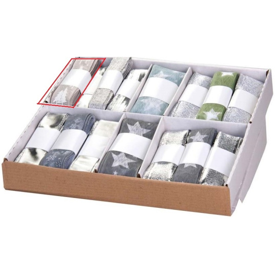 Ditipo Stuha látková s drátkem šedá s bílými stromečky 3 m x 25 mm