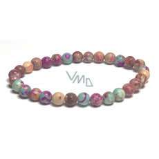 Jaspis / Regalit Imperiální mořský sediment tyrkysovo-fialový náramek elastický směsný minerál, kulička 6 mm / 16 - 17 cm