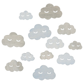 Obláčky dřevěné se zavřenými oči mix velikostí 12 kusů v sáčku