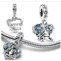 Charm Disney Medvídek Pú - Klokanice + Klokánek máma, přívěsek na náramek rodina