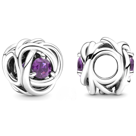 Charm Nekonečný kruh věčnosti únor, znamení zvěrokruhu, fialový korálek na náramek