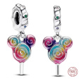 Charm Sterlingové stříbro 925 Disney Mickey/Minnie Mouse Lolly Head, přívěsek na náramek film