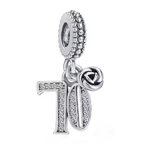 Charm 70 výročí, přívěsek růže na náramek