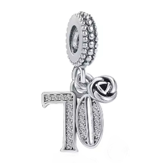 Charm 70 výročí, přívěsek růže na náramek