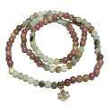 108 Mala Amazonit + Rodonit + Lotos náhrdelník meditační šperk, přírodní kámen, kulička 6 mm