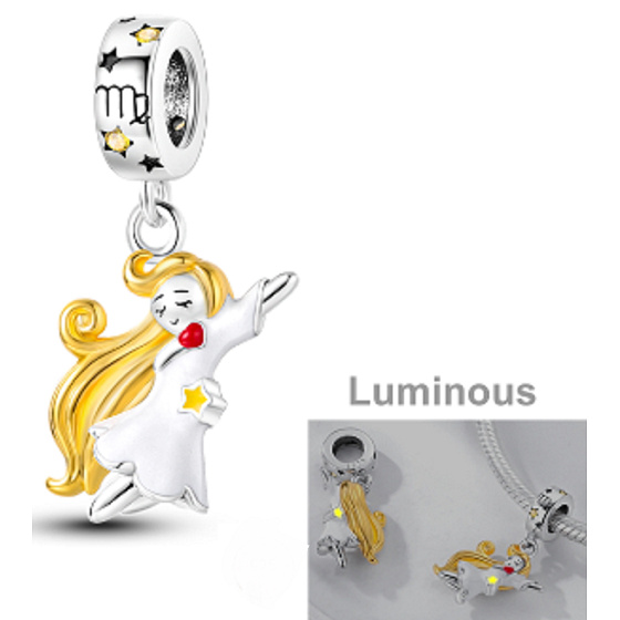 Charm Znamení zvěrokruhu Panna, zářící ve tmě luminozní přívěsek na náramek