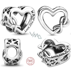 Charm Sterlingové stříbro 925 Srdce a nekonečno Love You Mum, korálek na náramek rodina Charm Sterlingové stříbro 925 Srdce a nekonečno Love You Mum, korálek na náramek rodina