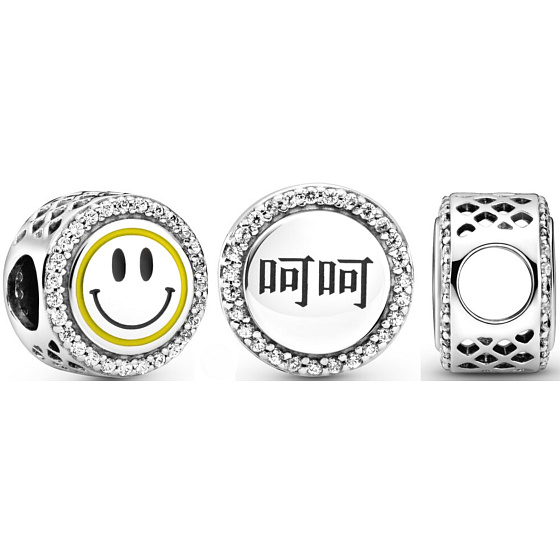 Charm Talisman jiskřivý smajlík, korálek na náramek symbol