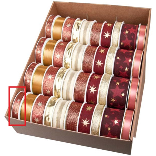 Ditipo Stuha látková vánoční s drátkem Červeno-měděná se zlatými hvězdičkami 4 m x 15 mm