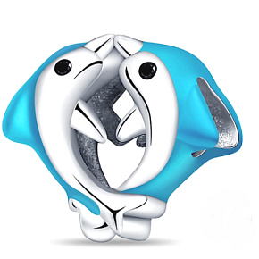 Charm Dva delfíni, korálek na náramek moře