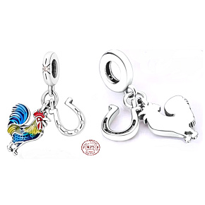 Charm Kohout a podkova 2v1, přívěsek na náramek zvíře